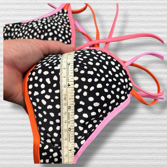 Victoria’s Secret Bikini Set Strappy Cheeky Pebble Dot Print Triangle Neon Small - Picture 5 of 10